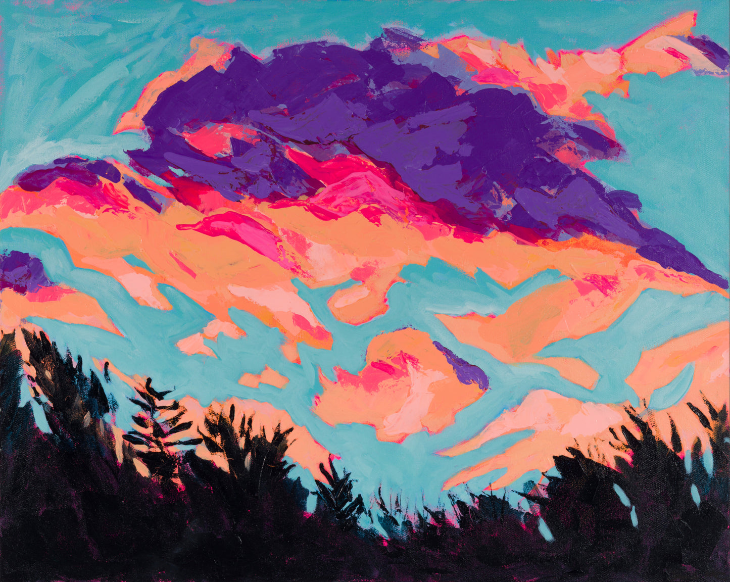 Silhouette with Orange Clouds giclee print