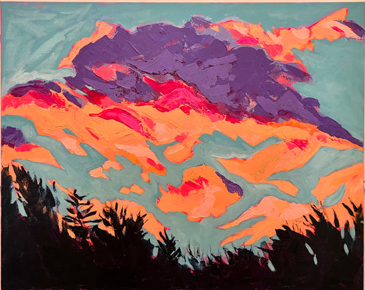 Silhouette with Orange Clouds